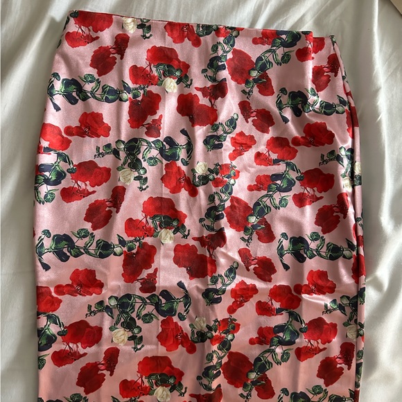 Micas Floral Print Satin Maxi Skirt - Picture 2 of 4